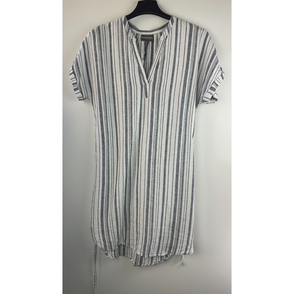 Michael Stars 100% Linen Amelee Beach Stripe Caftan Dress Tie Women's Medium - Picture 11 of 11